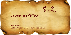 Virth Klára névjegykártya